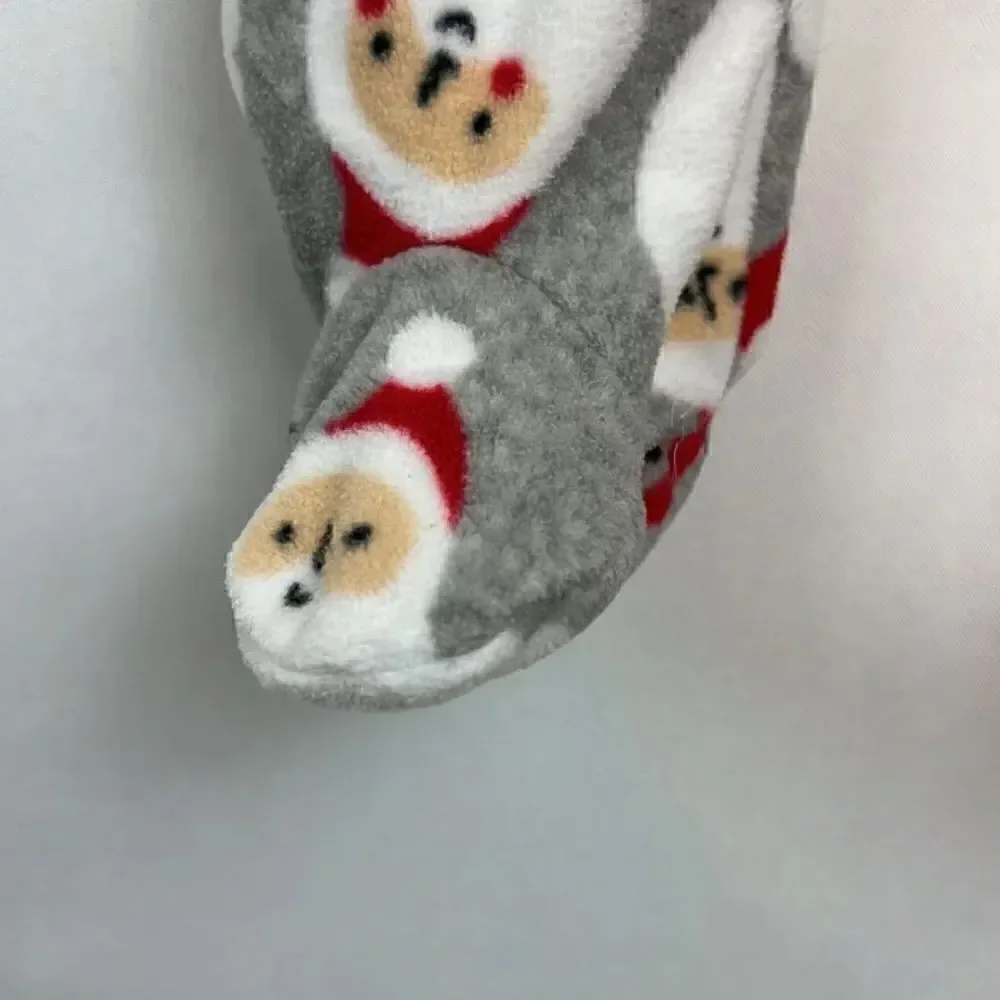 Carter’s Plush Santa Grey and red flannel sleeper Pajamas size 3 months EUC